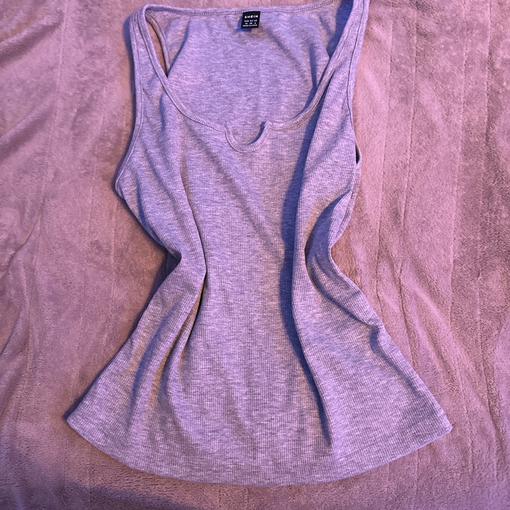 SHEIN Light Gray Ribbed Tank Top